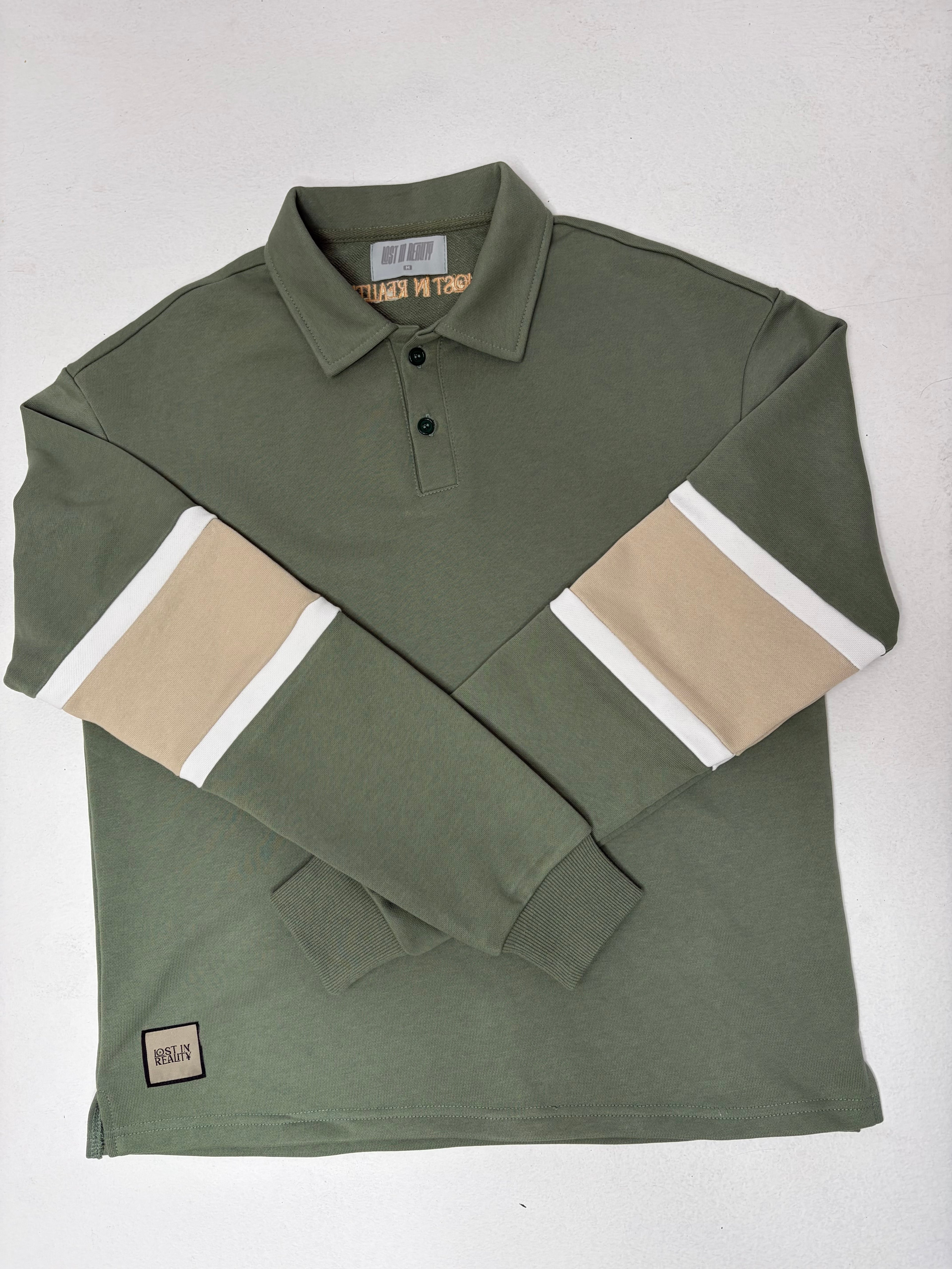 Sage green spliced polo
