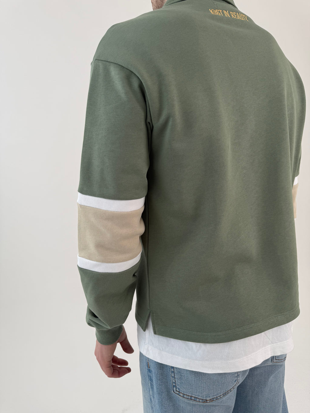 Sage green spliced polo