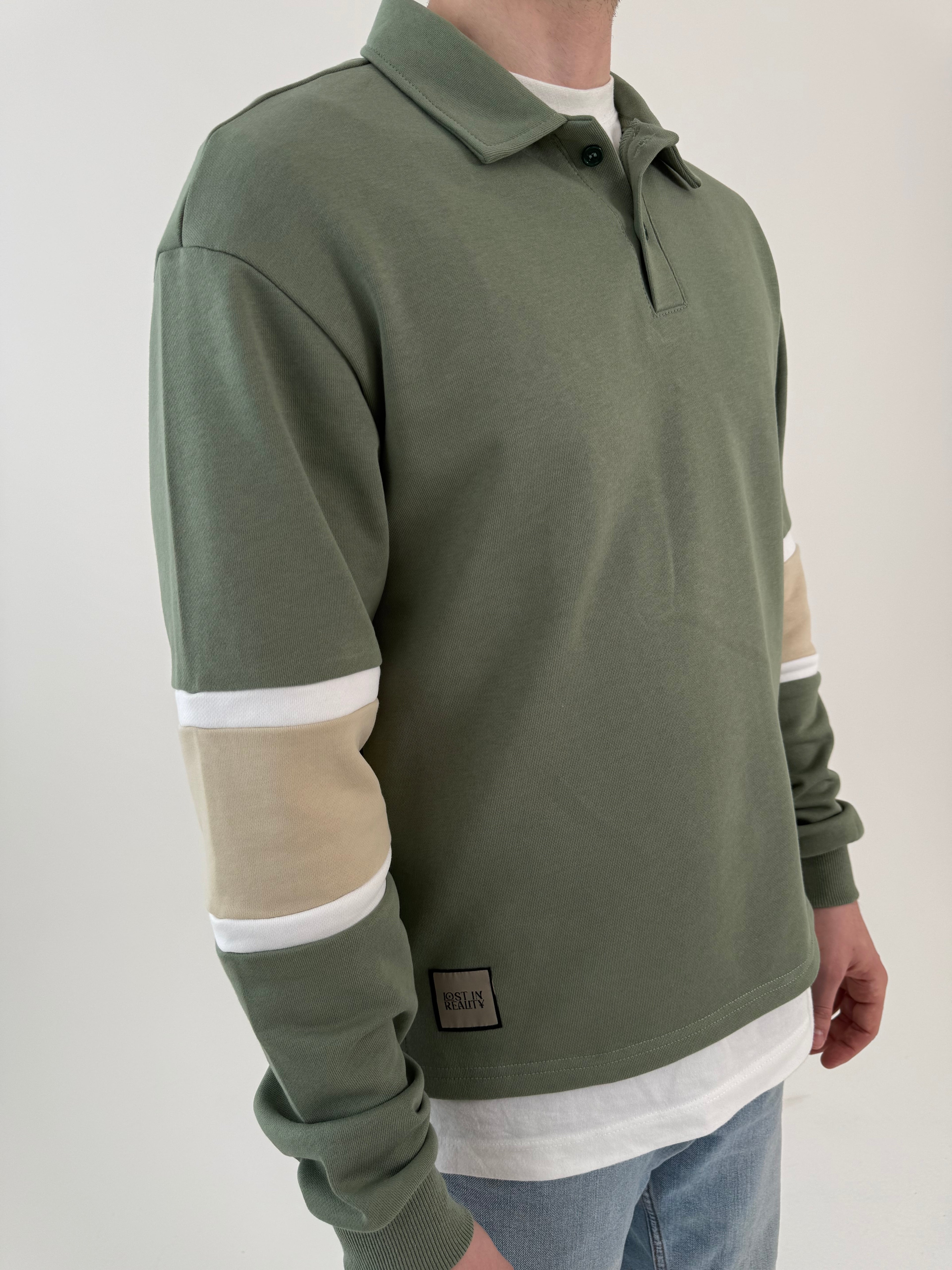 Sage green spliced polo