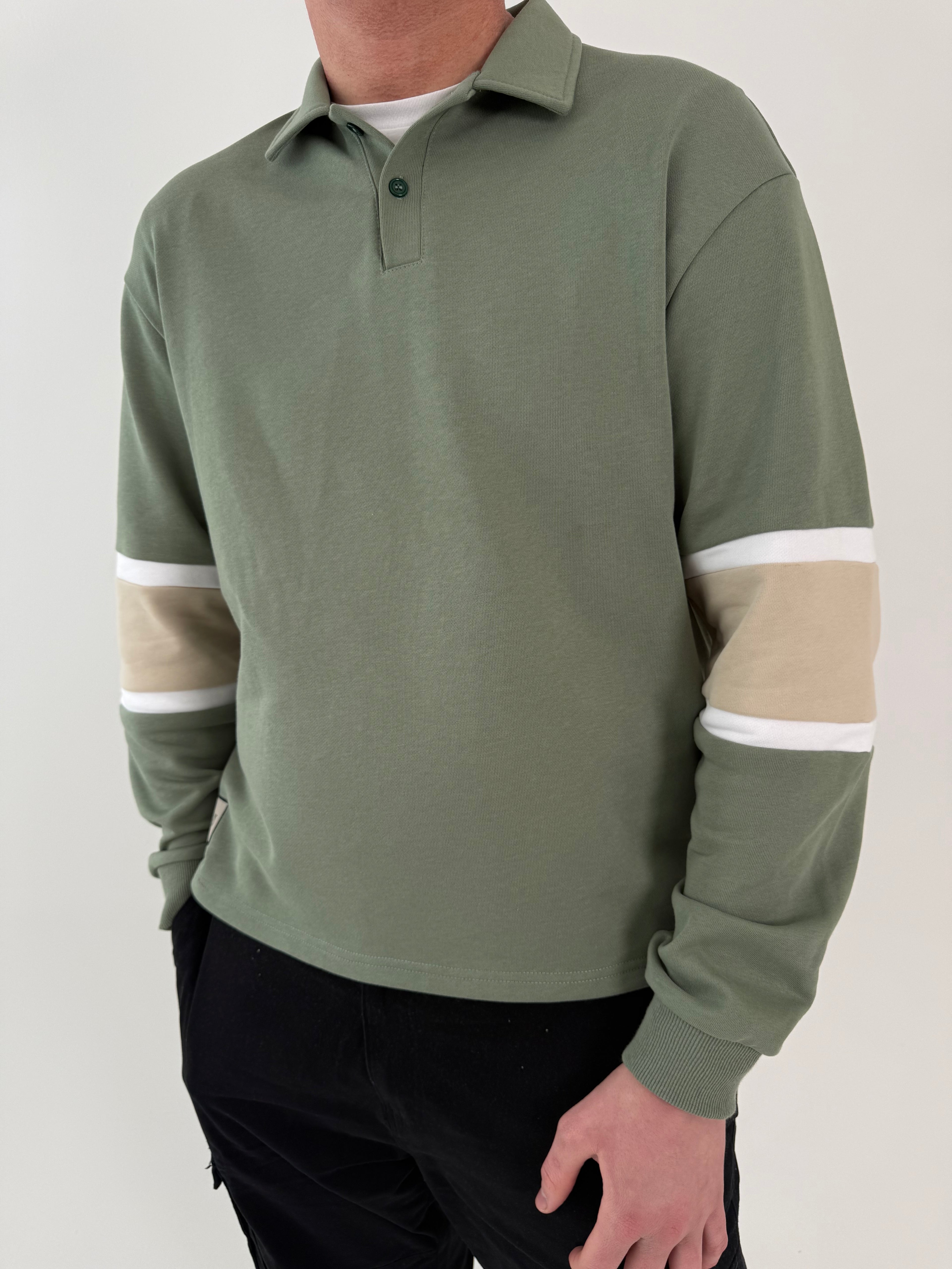 Sage green spliced polo